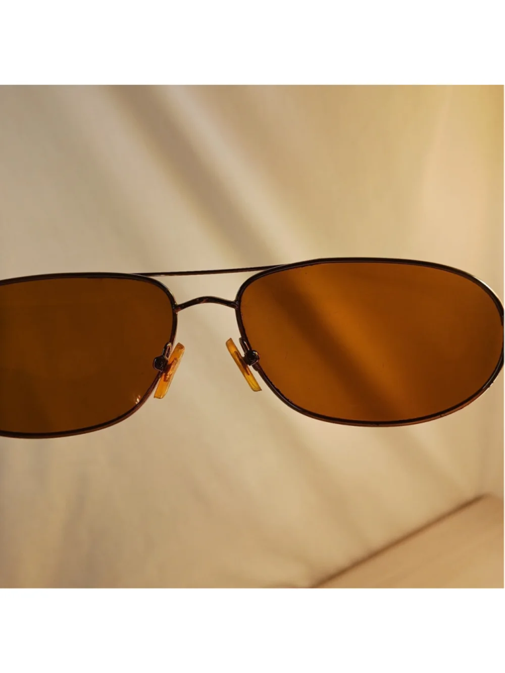 VTG Aviator Sunglasses Amber Lens With Sheepskin Case Groovy Hipster Boho Chic